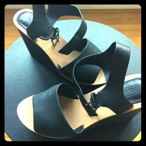 Topshop black wedge sandals.